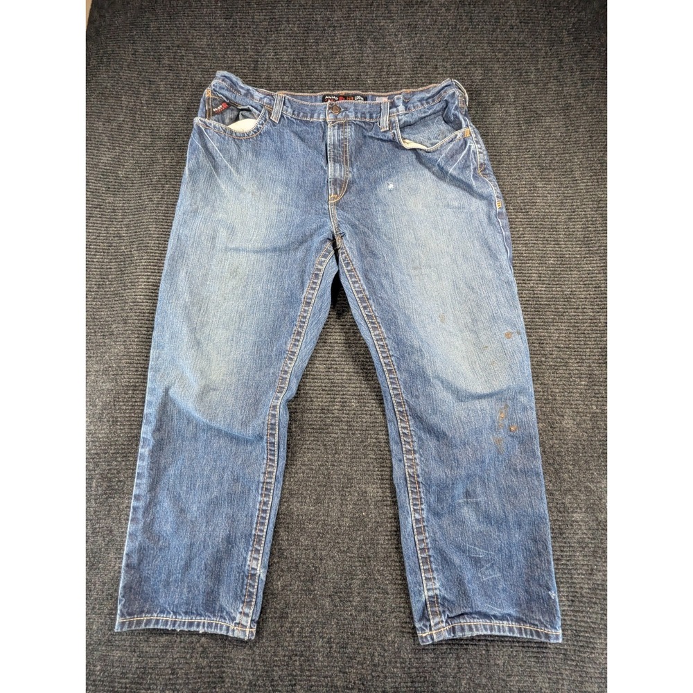 Ariat FR M3 Loose Fit Stackable Jeans Mens 42x30 Blue Denim Cotton Straight Leg